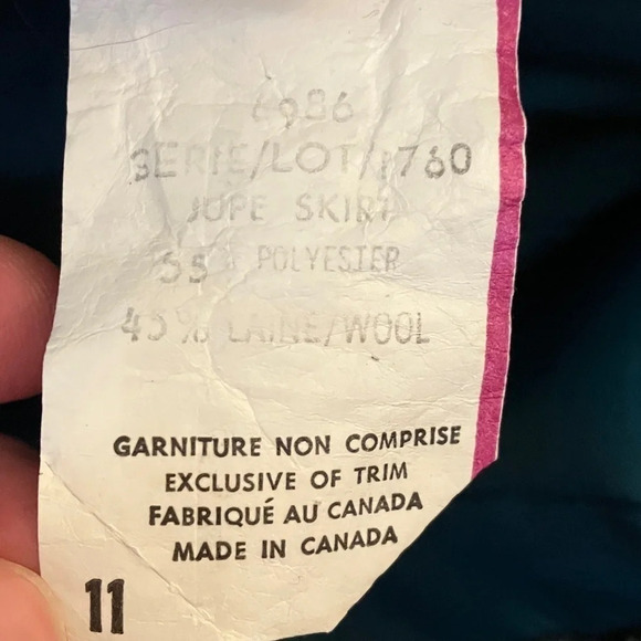 Vintage Jazzie Wool Blend Lined Pencil Skirt Union Tag Made  in Canada - Picture 4 of 9